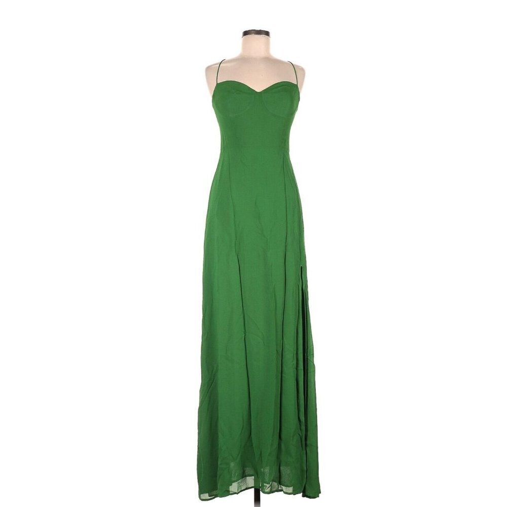 Nwt Reformation Melita In Kelly Green Georgette Maxi Tank Dress 6 $348
